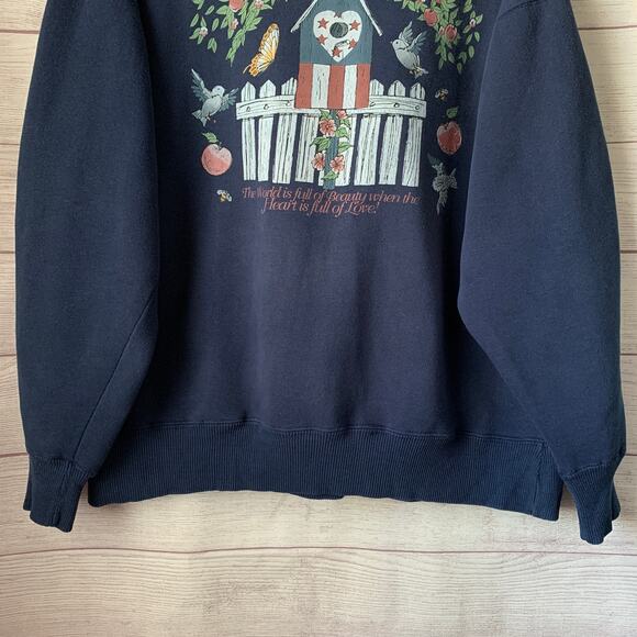 Vintage Timber Creek Sweatshirt Birdhouse Picket Fence Birds Apples 90s Size XL - Picture 3 of 16